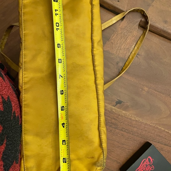 Prada Nylon Tote Saffiano Leather Tessuto Shoulder Tote Pre Loved Yellow - Picture 10 of 16